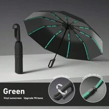 1pc Automatic Folding Umbrella With Buckle, Convenient To Carry. Larger, Thicker, Stronger. Suitable For Men & Women, Portable Windproof & Rainproof, Double-Layer Protection, Various Frame Designs, Snap Or Rotary Handle, Multiple Colors (Due To Different Batches, The Fabric, Frame Color, English Letter Pattern Design, Button Shape And Rib Color Are Randomly Matched. We Apologize For Any Inconvenience Caused) Summer Cooling,Beach,Travel
