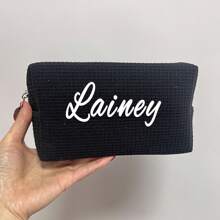 Customized Waffle Textured Toiletry Bag, Lightweight & Foldable Cosmetic Organizer Pouch, Multi-Functional Makeup & Bathroom Accessories Bag With Zipper, Perfect Gift For Women, Teacher And Friends
