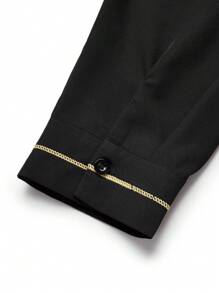 Traditional Embroidered Collar Long Robe For Men, Casual Nationality Arabic Style Long Sleeve Robe - Black - View 9