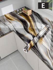 1 件大理石镀金图案壁纸厨房防油贴纸自粘式撕贴耐高温耐油厨房台面贴纸橱柜表面翻新墙贴、贴纸、墙贴花、乙烯基贴花用于家庭装饰、春季装饰品让您的家焕然一新、拉玛装饰贴纸 - 彩色 - 查看 29