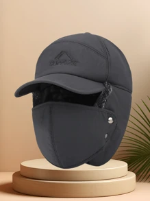 1 件成人男士保暖护耳帽，保暖内衬防风冬季户外骑行滑雪帽，刺绣街头休闲百搭冬季服装