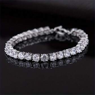 1pc Classic Zirconia Tennis Bracelet, Luxury Personalized Fashionable