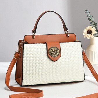 新款大容量女包带双口袋，时尚浮雕休闲别致时尚手提包，适合户外和日常使用