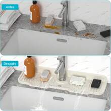 Tapete De Silicona Para Fregadero De Cocina Protector Contra Salpicaduras De Agua Para Grifo De Fregadero - Blanco - View 4