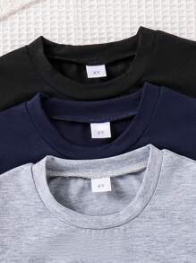 Young Boys' Casual Solid Color Short Sleeve T-Shirt And Shorts Set, Summer - Multicolor - View 3