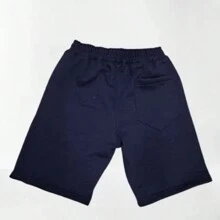 Bermuda Style Sweat Shorts With Elastic Waistband And Side Pockets - Màu xanh lam - Xem 2