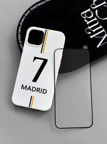 2 pièces Coque de téléphone avec numéro de maillot, coque de téléphone avec maillot de football, compatible avec , comprend 1 protecteur d'écran en verre trempé - Multicolore - Voir 3