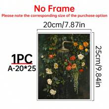 1pc Botanical Bathroom Wall Art, Floral Bath Shower Wall Art, Cottagecore Decor, Dark Green Prints Laundry Room Decor, Moody Plants Flowers Painting For Bathroom, Posters And Prints, Canvas Painting, Decor For Home- Bathroom, Funky Room Decor Aesthetic, Room Decoration Stuff - Multicolor - View 15
