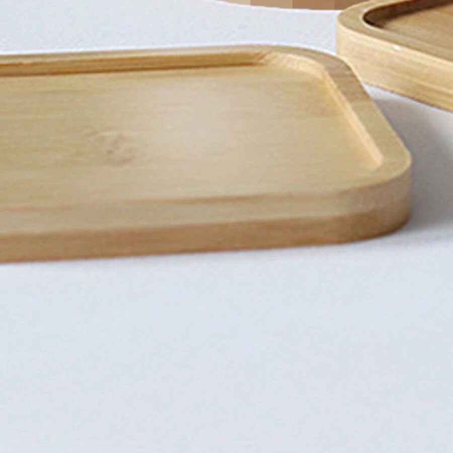 Multi Bamboo Tray Wood Saucer Flower Pot Tray Cup Pad Coaster Plate Kitchen Decorative Plate Creative Coaster Coffee Cup Mat - Yellow - View 1