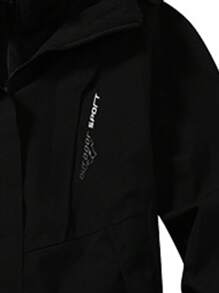 Outdoor Damen Softshell Jacke, 3-in-1 abnehmbare thermisch gefütterte Camping Wandern Reise Mantel, Frühling Herbst Winter - Schwarz - Übersicht 5