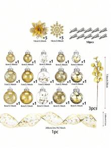 1 bộ đồ trang trí cây thông Noel Bộ đồ trang trí Giáng sinh Quả bóng nhựa chống vỡ, Bông tuyết lấp lánh treo, Ruy băng, Hoa trạng nguyên nhân tạo cho tiệc cưới ngày lễ Giáng sinh Trang trí hoa - Nhiều màu - Xem 13