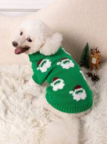 Pet Sweater Christmas Thickened Knitted Warm Pattern Dog Cat Clothes - Pink - View 8