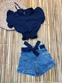 GIRLS' SETS CHILDREN'S/JUNIOR/FASHION/BLOGGER/KIDS/JUNIOR/GIRLS - 藍色 - 查看 1