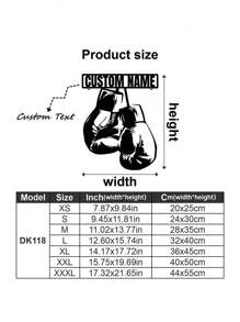 1 pieza Guantes de boxeo de pared de arte metálico personalizados y logotipo con nombre de boxeador personalizado, decoración del hogar, decoración de la sala de gimnasio para Navidad, cumpleaños - Estilo rústico, patio, porche, decoración de pared con bandera a cuadros de carreras - Exquisito, de moda, regalos de Navidad únicos - El regalo ideal para fans de boxeo a medida para darle a él/ella, novio, novia