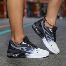 New Fashionable Casual Sports Dancing Shoes, Comfortable Lightweight Slip-On, Versatile Ombre Knitted Fabric, Breathable Thick Sole, Air Cushion Shock Absorbing Non-Slip Platform, Plus Size Cross-Border Women's Shoes - Black and White - View 4