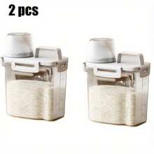 1/2/4pcs Multipurpose Kitchen Storage Containers With Sealing, Moisture-Proof, Anti-Pest, Made Of PP Material, For Dry Goods, Rice, Flour, Pet Food, Laundry, Oil Dispenser Set - White - View 9