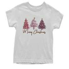 Merry Christmas Faux Glitter Trees Youth T-Shirt