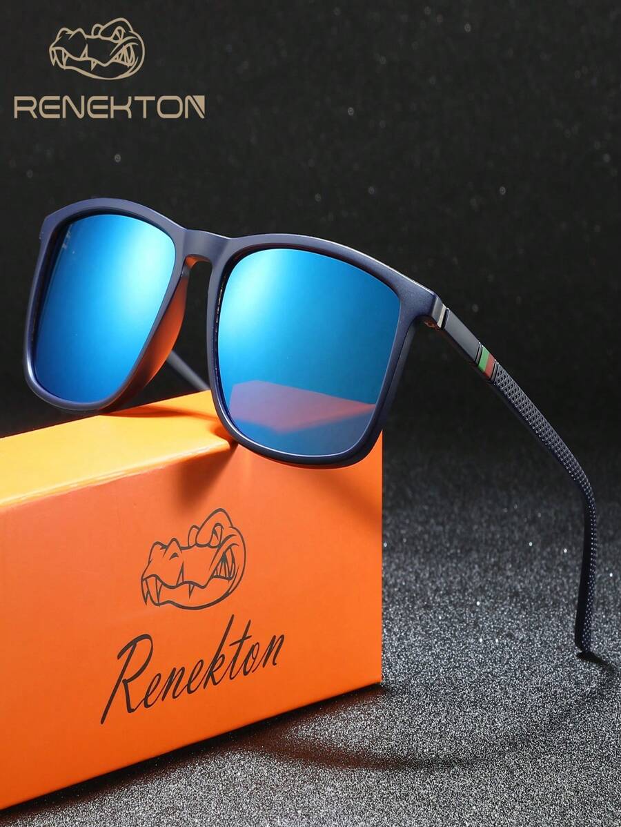 1pc Unisex Square Sports Sunglasses, Classical Outdoor Cycling Fishing Driver Glasses With Decorative Temples, Gift Box Packaging, Ideal Holiday Gift