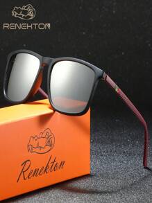 1pc Unisex Square Sports Sunglasses, Classical Outdoor Cycling Fishing Driver Glasses With Decorative Temples, Gift Box Packaging, Ideal Holiday Gift