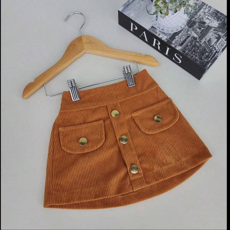 Corduroy Skirt Shorts For Kids/Teens - 駝色 - 查看 1