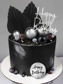 10pcs Silver Acrylic Birthday Cake Dessert Baking Decor Picks - Silver - View 8