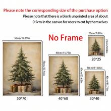 1pc Vintage Christmas Tree Canvas Print ,Art Deco Style, Indoor Wall Art, Classic Portrait Orientation,Home Office, Bedroom, Living Room Decor, Christmas Decoration,Canvas Wall Art,Posters For Room,Home Decor,Room Decor Aesthetic,Room Decoration Stuff.Optional Frame, Room Decor. - Multicolor - View 3