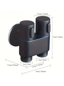 1 pieza Válvula de ángulo con doble salida - Válvula mini ahorradora de espacio de acero inoxidable con rosca universal para bidé, pistola de ducha, control dual, una entrada y dos salidas (Cromo, Negro, Dorado, seleccionable)