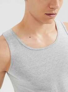 Regata Básica Masculina Decote Redondo Em Algodão - MALWEE - Cinza - Visão 3