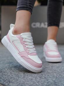 Damskie proste, modne, płaskie trampki, codzienne buty sportowe na świeżym powietrzu