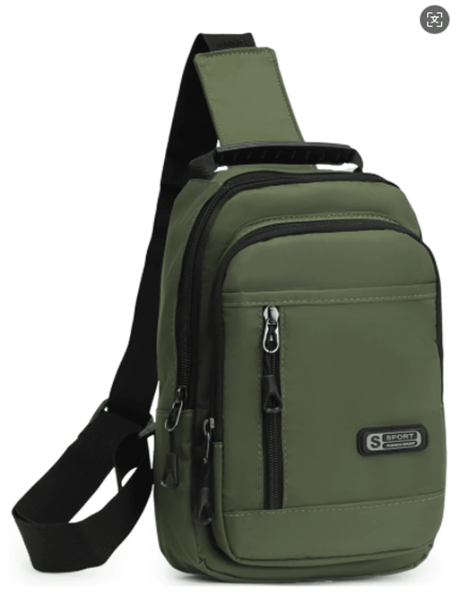 Men's Chest Bag Multifunctional Small Casual Nylon Backpack With Hand Strap And USB Charging Port - GREEN - View 1