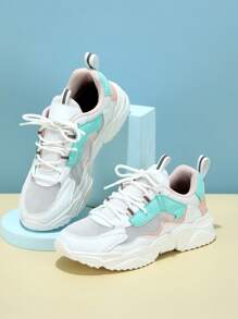 Colorful Women Sneakers - Versatile, Dirt-Resistant, Casual, Unique Lace-Up, Platform, Chunky Sneakers Suitable For Holidays, Gatherings Carnival - Multicolor - View 3