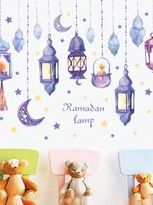 1pc Rama Decorations Festival Purple Hanging Lantern Sticker, Decorative Wall Decal For Bedroom, Living Room, Home Rama Stickers