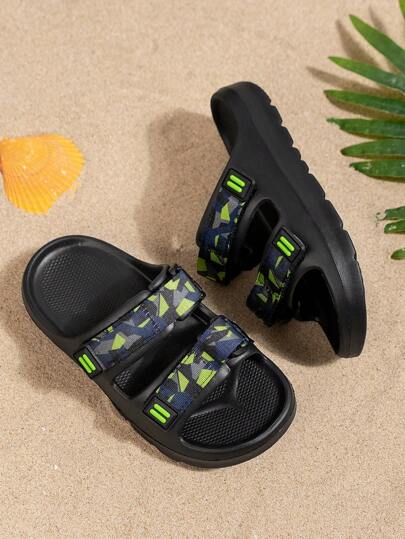 Toddler/Kids Outdoor Beach Pool Slippers, Spring/Summer, Hook And Loop EVA Clogs, Suitable For Indoor And Outdoor Wear