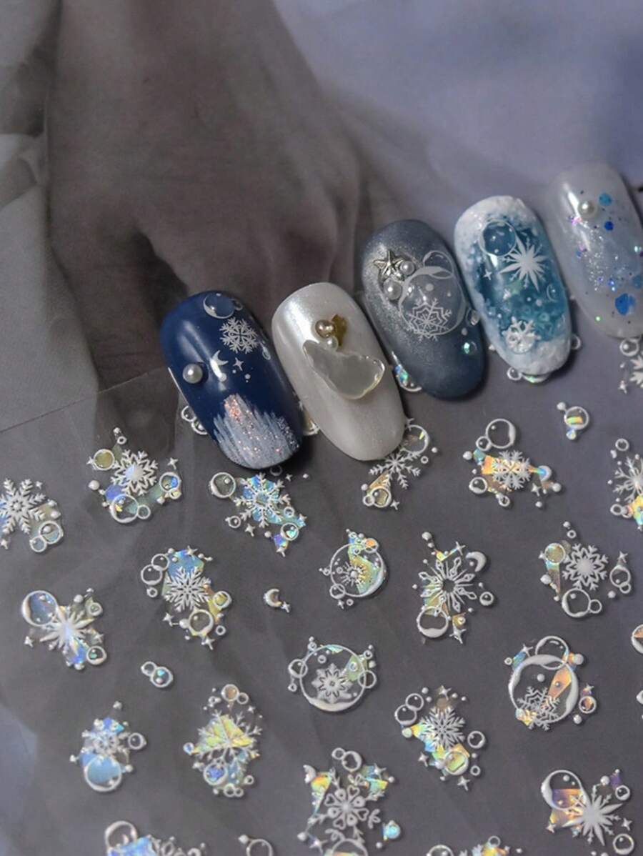 1 miếng dán móng tay hình quả cầu tuyết giáng sinh dễ thương tự dính nghệ thuật làm móng tay DIY năm mới 2025 bộ phận trang trí móng tay decal - Nhiều màu - Xem 1