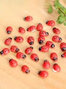 10pcs/20pcs Micro Landscape Decor Wooden Craft Beetle, Ladybug, Bee DIY Accessories