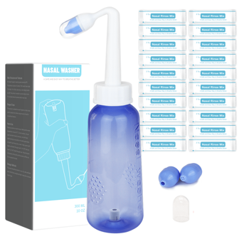 Nässköljningssystem-300 ml 10 oz nästvättflaska med nästvättssaltpaket