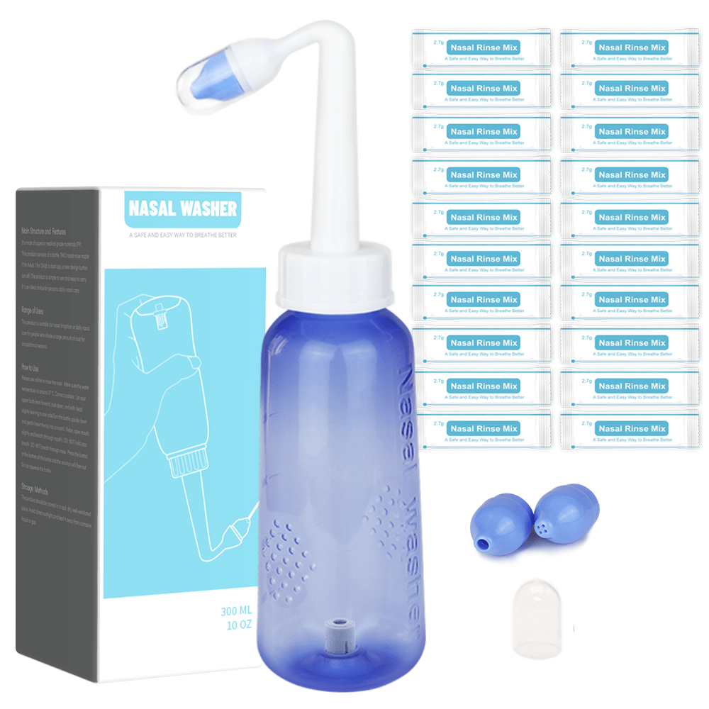 Nasale Spülsystem - 300ml 10 oz Nasenspülflaschen mit Nasenspülsalzpäckchen