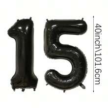 2 个 40 英寸（约 101.6 厘米）大号黑色数字氦气铝箔气球，大数字气球适合生日派对、毕业典礼、周年纪念、派对装饰 - 彩色 - 查看 13