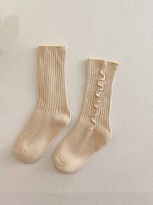 1 双蕾丝边婴儿/儿童袜子，柔软透气保暖蕾丝婴儿袜子，学生及膝袜，幼儿室内防滑袜子，适合日常穿着 - 彩色 - 查看 30