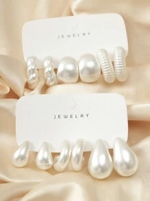 2-6-12-18件/套时尚耳环套装，CCB材质C形环状耳环和水滴耳钉套装，适合女性日常佩戴 - CCB耳飾套裝 - 查看 14