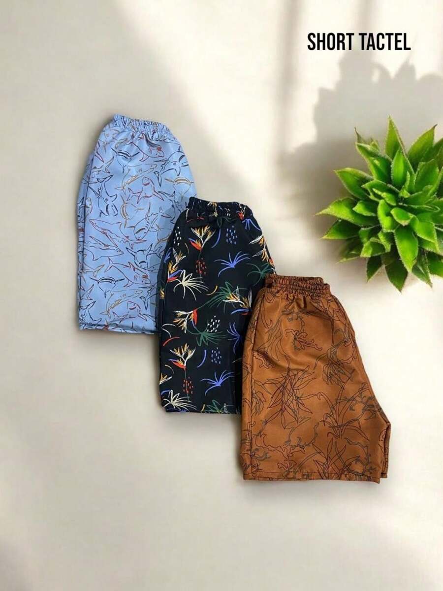 Kit With 3 Printed Tactel Shorts For Boys And Teens - Nhiều màu - Xem 1