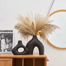 Bộ 2 bình gốm đen cho phong cách trang trí Bohemian tối giản hiện đại, bình tròn mờ hình bánh rán cho cỏ Pampas - Hoàn hảo cho phòng khách, bàn ăn, phòng làm việc, phòng ngủ, lối vào, kệ trang trí, bệ điều khiển - Nhiều màu - Xem 11