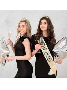 女士生日皇冠头饰套装，包含生日绶带和水钻头饰，生日皇冠，生日头饰装饰，生日礼物 - 金色生日女王肩帶和皇冠 - 查看 3