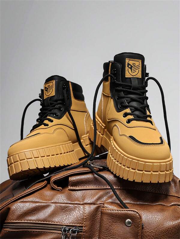 Botas masculinas da moda, botas masculinas de cano alto, novas botas masculinas 2024, para viagens de negócios, viagens de trabalho, esportes ao ar livre, à prova d'água, antiderrapante, desodorante, botas, botas casuais versáteis da moda masculina