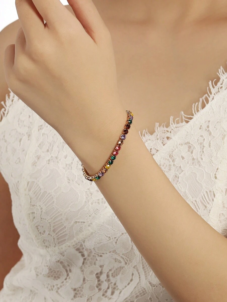 1 chiếc vòng tay pha lê thiết kế tối giản cá nhân quyến rũ thời trang - Nhiều màu - Xem 1