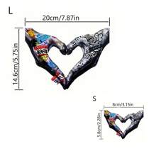 男士爱情手势熨烫转印贴花 - 可洗乙烯基贴纸，适用于 T 恤、背包和服装 - 彩色 - 查看 2