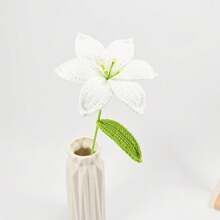 Joivida 1 件彩色手工钩编百合花束，用羊毛手工钩编，成品手工花束。无味，插花用品，创意办公室/客厅/卧室/家居桌面装饰。送给妻子/姐妹/母亲/女朋友/同学的独特手工编织礼物。摄影道具，节日活动装饰。适合母亲节/情人节/生日派对装饰。情人节，毕业礼物 - 手工鉤織小百合花束 - 查看 14