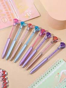1/4/8/12PCS,Sparkling Crystal Diamond Ballpoint Pens - Retractable, Medium Point - Perfect For Weddings, Office, School, ChristmasAnd Valentine's Day Gifts, 6PCS/Set, Monochrome Calibration Tape, Mixed Color, Portable Calibration Tape, Calibration Tape, Student Use, Office Use