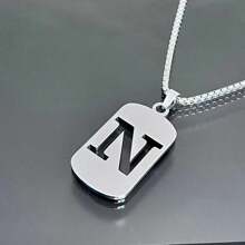 1 Piece Men's 26 Letter A-Z Letter Necklace Pendant Necklace Military Necklace Student Fashion Sweater Chain - Holiday Gift Giving, Easter Gift, Holiday Gift, Accessories, Office Outfit, Musty, Punk Style, Casual Accessories, Suitable For Parties, Celebrations And Wedding - Multicolor - View 16