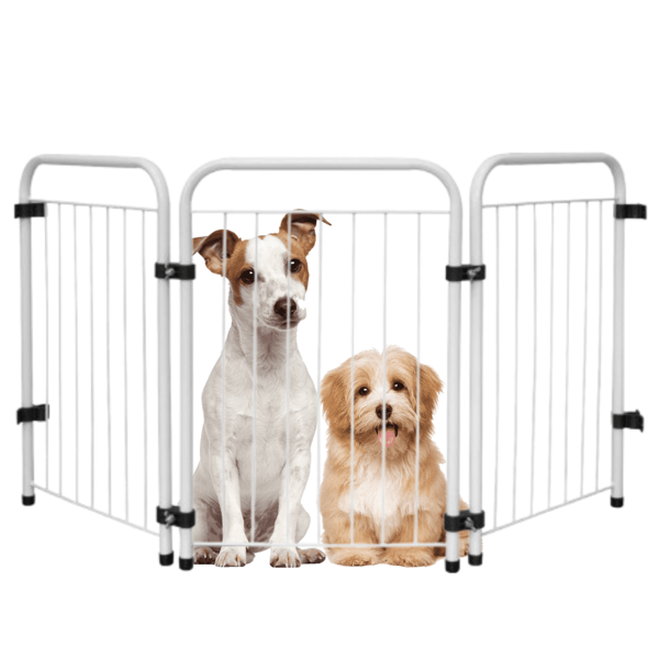 Cercadinho Grade Proteção Portátil Ajustável Dobravel 3 Módulos para Bebe Pet Cães Cachorro Pequenos e Médio, Altura 51,5 cm, Comprimento até 105 cm, Aço com Pintura Epóxi